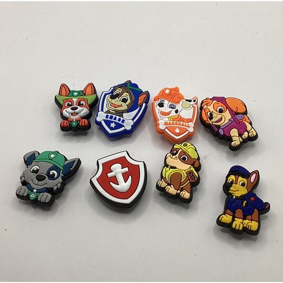 8 piece Paw Patrol Shoe Charms For Crocs Jibbits NWOT - Picture 1 of 4